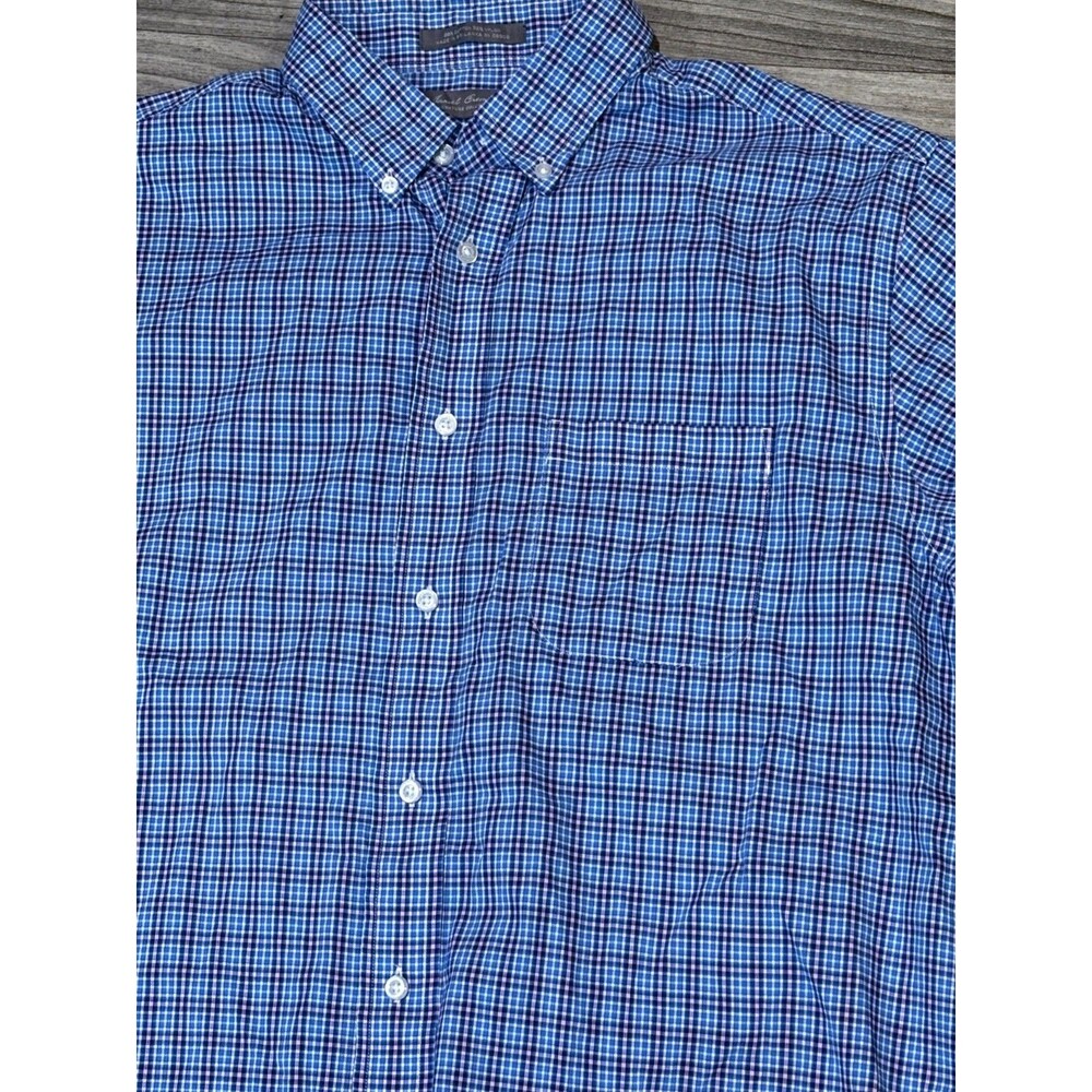 Daniel Cremieux Men's Large Blue Gingham Plaid Dress Shirt Signature Collection - Picture 8 of 8